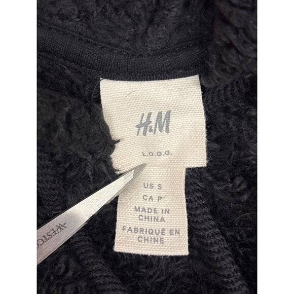 H&M L.O.G.G Black Fleece Hoodie Jacket Size S - Picture 5 of 6